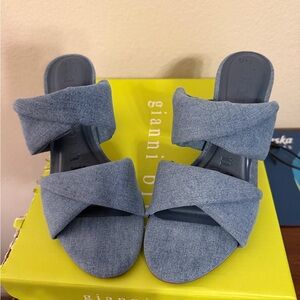 Gianni Bini Denim Blue Slide Sandals